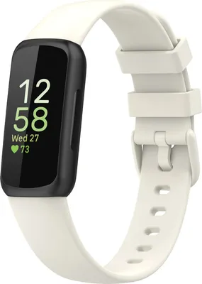 Produktbild von Silikon-Smartwatch-Armband – Passend für Fitbit Inspire 3 – Elfenbeinweiß – Strap-it Uhrenarmband/Armband – Größe: L
