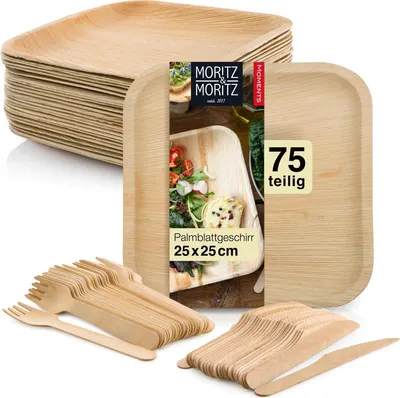 Produktbild von Moritz & Moritz Palmblatt 75tlg Geschirrset Eckig 25x25cm