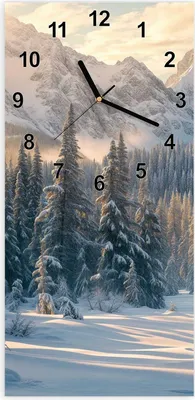 Produktbild von Wanduhr aus Glas mit Motiv Winterlandschaft- 30 x 60 cm - inkl. Aufhängesystem