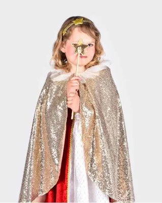 Produktbild von Den Goda Fen goldene Verkleidungscape mit Pailletten und Feen-Accessoires