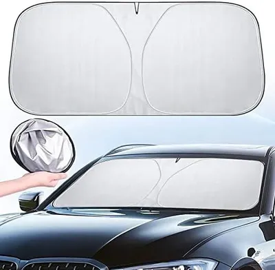 Produktbild von Sonnenschutz Auto Frontscheibe 142×80cm, Auto Sonnenschutz Frontscheibe Innen, Frontscheibenabdeckung, Sonnenblende Vorne, Windschutzscheibe für Sommer Selbsthaftend UV Hitzeschutz Plane Faltbar (L)