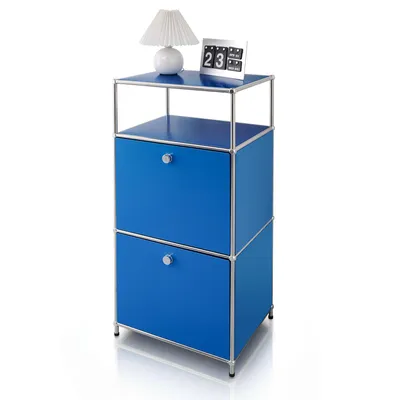 Produktbild von Floordirekt Mehrzweckregal Concept Epure MK-120, B50×T40×H100cm, Blau, verschließbare Fächer, modulares Design Aufbewahrungsregal, Metallgestell