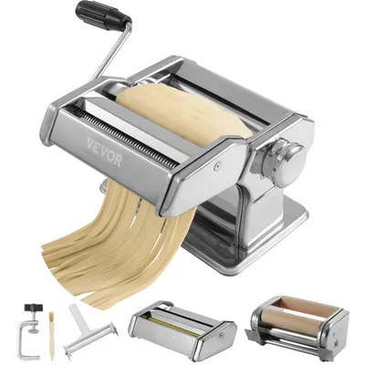 Immagine prodotto di VEVOR Macchina per pasta manuale Macchina per pasta, 9 livelli 0,3-3 mm Macchina per pasta regolabile Macchina per pasta per lasagne, ravioli, spaghetti, tagliatelle, tagliapasta in acciaio inox resistente alla corrosione