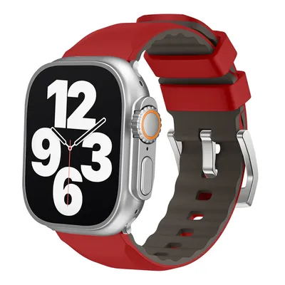 Obrázek produktu pro Pro Apple Watch SE 2023 40mm dvoubarevný silikonový sportovní řemínek Náhradní pásek na ruku Red