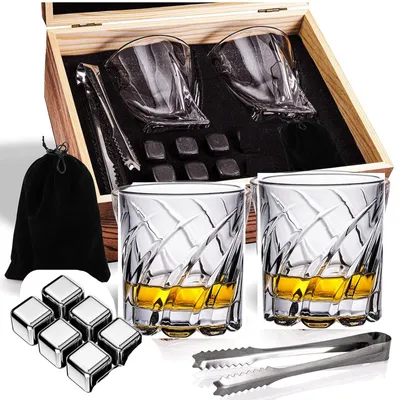 Zdjęcie produktu dla Zestaw Prezentowy szklanki do Whisky Zestaw Relaksacyjny do Whisky kostki lodu do drinków Zestaw na prezent dla konesera