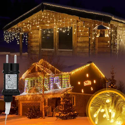 Zdjęcie produktu dla Vigevee, 400 diod LED, lampki choinkowe, 10 metrów, ciepła biel, 8 efektów świetlnych z funkcją pamięci, dekoracje świąteczne do okien i na imprezy