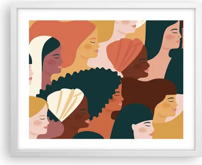 Produktbild von Gerahmtes Poster - Weißer Rahmen - Frauen Multikulturalismus Modern - 50x40 cm - Wand Bild - Wanddeko - Wandbilder - Kunstposter - Wandposter - Bilderrahmen - Bilder - Kunstdruck - P2WAA50x40-4500