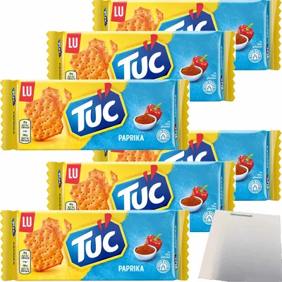 Produktbild von LU Tuc Cräcker Paprika mit würzigem Paprika-Geschmack 6er Pack (6x100g Packung) + usy Block