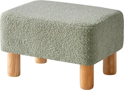 Image de Tabouret de 40x29x25 cm, vert, avec pieds en bois, idéal pour le salon