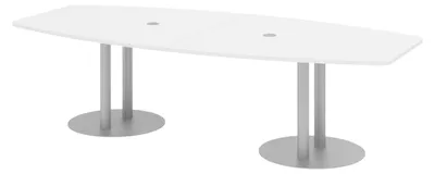 Produktbild von bümö Konferenztisch mittel KT28 - Nachbildung: Weiß, tischfuss: Säule in Silber