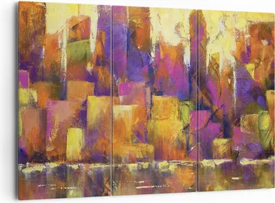 Produktbild von Bild auf Leinwand - Leinwandbild - 3 Teile - Abstraktion Stadt Wolkenkratzer - 165x110cm - Wand Bild - Wanddeko - Wandbilder - Leinwanddruck - Bilder - Wanddekoration - Leinwand bilder CE165x110-4294