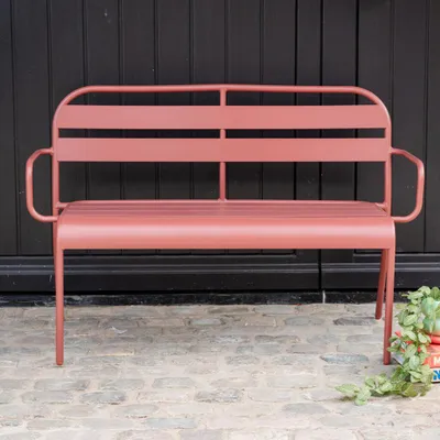 Image de Banc de jardin en aluminium 2 places framboise SOHA