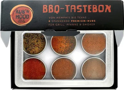 Zdjęcie produktu dla Rubn Hood Tasting Box Rubs pyszne przyprawy premium rubs 6x70g