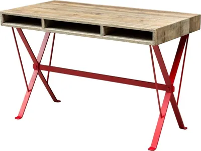 Immagine prodotto di Scrivania di design Casa Padrino con gambe verniciate a polvere rossa 120 x 60 x h. 77 cm - Mobili per ufficio di design