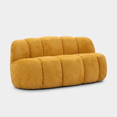 Zdjęcie produktu dla Sofa tapicerowane poliestrem, kolor żółty, idealna do salonu