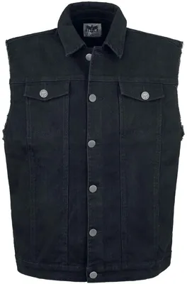 Produktbild von Black Premium by EMP Herren ärmellose schwarze Jeansweste mit Hemdkragen M