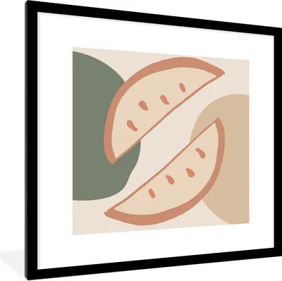 Produktbild von MuchoWow® Gerahmtes Poster Obst - Pastell - Sommer 40x40 cm - Poster mit Schwarzem Bilderrahmen Wandposter Rahmen Foto Bilder - Poster - Plakat im Rahmen