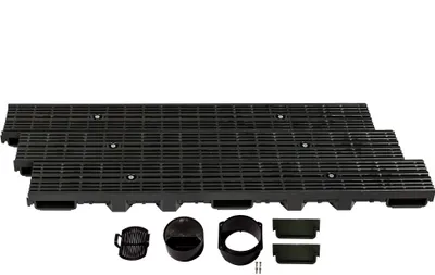 Immagine prodotto di Canale di drenaggio altezza 60 mm plastica 3 m, griglia longitudinale, nero