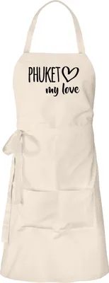 Produktbild von Huuraa Schürze Phuket my love Natur mit Taschen Baumwolle Kochschürze Geschenkidee