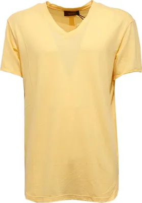 Productafbeelding van 9008K heren T-shirt, model HOSIO, geel, katoen, met V-hals