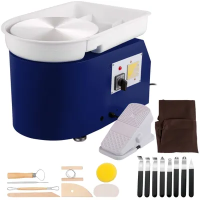 Produktbild von Töpferscheibe 350 W - Elektrische Keramik-Rad-Maschine 220 V - 28 cm Plattenteller - Fußpedaleinstellung - 60 dB - Drehscheibe für Töpferkunst DIY Basteln - 300 U/min - Blau - 13,3 kg