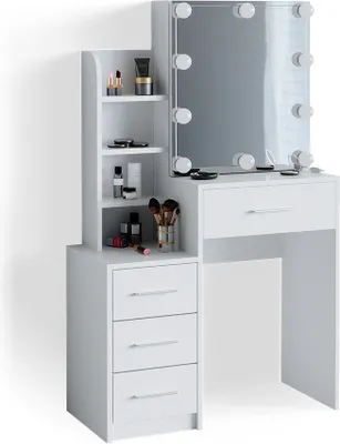 Produktbild von Vicco Toaletní stolek Conrada, 80 cm s LED osvětlením, Bílá