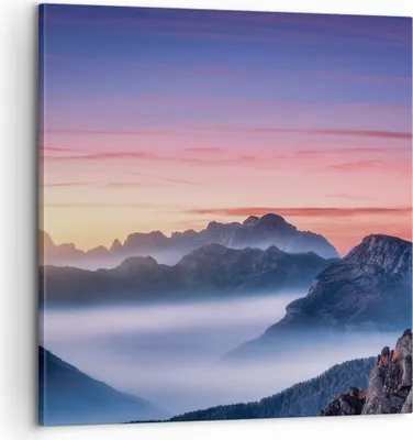 Produktbild von Bild auf Leinwand - Leinwandbild - Einteilig - Westen Sonne Berge - 60x60cm - Wand Bild - Wanddeko - Wandbilder - Leinwanddruck - Bilder - Wanddekoration - Leinwand bilder - Wandbild - AC60x60-4525