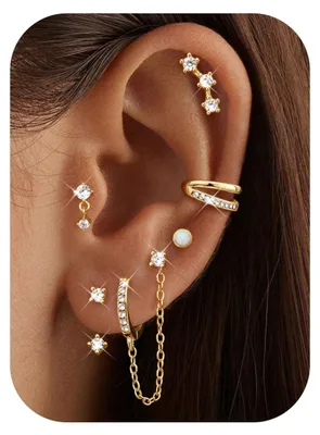 Image de Boucles d'oreilles hypoallergéniques - 6 paires - Petites boucles d'oreilles ou créoles - Acier chirurgical - Dos plats - Parfaites pour les oreilles sensibles - Boucles d'oreilles