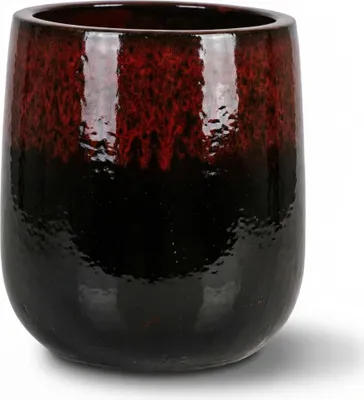 Zdjęcie produktu dla Doniczka ceramiczna Provencelia DIANE Czarno-czerwony, Ø23 cm x H23 cm, mrozoodporna