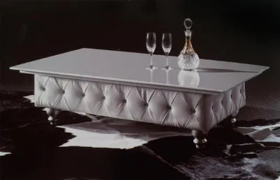 Produktbild von Design Couchtisch Kunstleder Glastisch Tisch Couchtische Designer Tische Neu