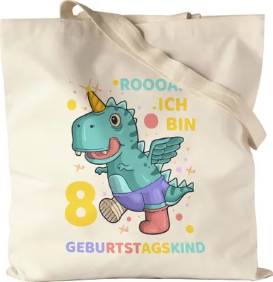 Produktbild von Roooaarr Ich Bin 8 Jutebeutel Dinosaurier Dino T-Rex Geburtstag Kindergeburtstag