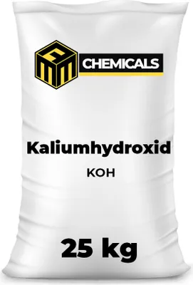 Produktbild von MRM CHEMICALS Kaliumhydroxid 25 kg Potassium Hydroxide KOH Ätzkali für Seife Bleichmittel Reinigungsmittel Batterien Farbstoffen Industrie