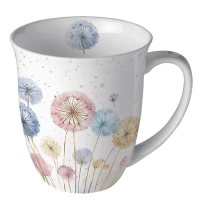 Produktbild von Tasse aus Porzellan Dandelions  - Löwenzahn in Pastellfarben 0,4L, Höhe 10,5cm Ambiente Tasse Kaffeetasse Teetasse Blumen, Garten & Natur