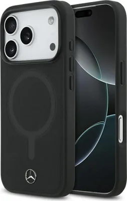 Zdjęcie produktu dla Etui Mercedes Plain Smooth Leather Magsafe Do Iphone 17 Pro - Czarne