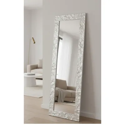 Zdjęcie produktu dla MO.WA Lustro Lustro ścienne Krzywe lustro Nowoczesna rama drewno sosnowe cm. 50x145. Srebrne lustro do szafy Lustro do przedpokoju Lustro do sypialni Lustro wejściowe