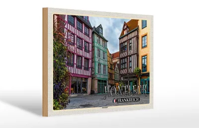 Produktbild von Holzschild Reise 30x20cm Honfleur Frankreich Innenstadt