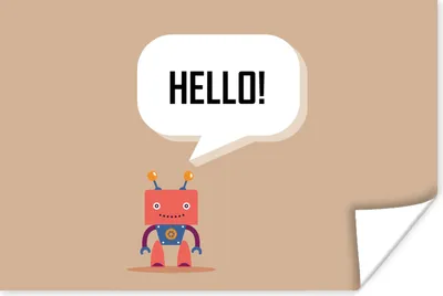 Produktbild von MuchoWow® Poster Sprichwörter - Zitate - Hallo! - Roboter - Zahnrad - Kinder 60x40 cm - Schlafzimmerdekoration
