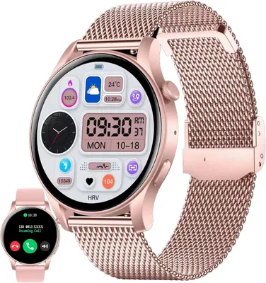 Produktbild von Smartwatch mit Telefonfunktion, 1,43” AMOLED 5ATM Fitnessuhr Taschenlampe Schrittzähler Herzfrequenz, SpO2, Sportuhr Aktivitätstracker für Android iOS