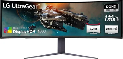 Produktbild von LG UltraGear, 124,5 cm (49"), 5120 x 1440 Pixel, Quad HD, LED, 1 ms, Schwarz