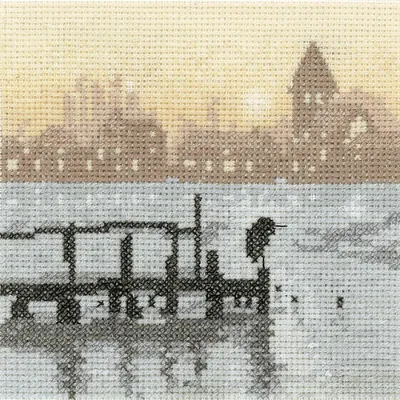 Produktbild von Heritage Kreuzstich Set Aida "Heron See", Zählmuster, PSHE1633-A, 12,5x12,5cm