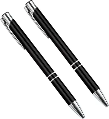 Produktbild von 2pcs Ballpoint Stift Schwarz Tinte Einziehbares Plastik -Mittelpunkt -Werbe -Stift für Schüler-Schwarz