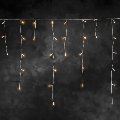 Produktbild von LED Eisregen Lichtervorhang, 400 bernsteinfarbene Dioden, 31V, Außen (IP44), weißes Kabel