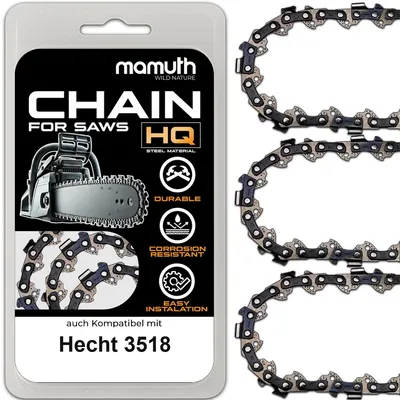 Immagine prodotto di 3 catene per motosega, lunghezza 35 cm, spessore 1,3 mm, passo 3/8", 53TG, compatibili con Hecht 3518