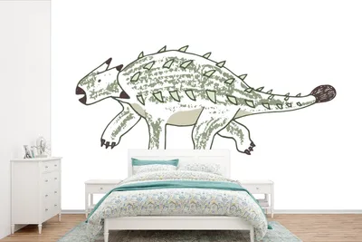 Produktbild von MuchoWow® Fototapete für Wohnzimmer oder Schlafzimmer Wandtapete Vinyl Motivtapete Kinderzimmer - Ankylosaurus - Dinosaurier - Jungen - Mädchen - Kinder - 450x300 cm - Kindertapete - Gemusterte