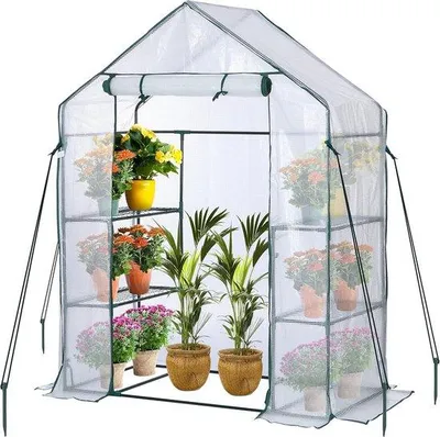 Produktbild von Integrierter Garten- und Terrassenschrank mit Stahlrahmen und 3 Ebenen - Transparent