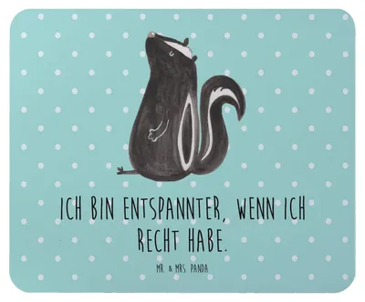 Produktbild von Mr. & Mrs. Panda Mauspad Stinktier Sitzen - Türkis Pastell - Geschenk, laptop, Stinker, mousematte, Mousepad, Wildtier, Mouse Pad, Besserwisser, Spruch, pc, Raubtier
