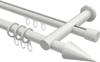Produktbild von Interdeco Rundrohr-Innenlaufstange / Gardinenstange (Kombination) Weiß, Typ Platon Savio (Kegel), 20 mm Ø 2-läufig, 260 cm