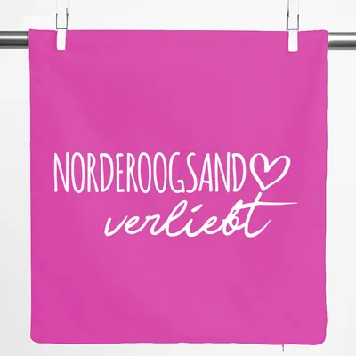 Produktbild von Huuraa Kissenbezug Norderoogsand verliebt 40x40cm Fuchsia Baumwolle Dekokissenbezug Geschenkidee