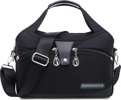 Produktbild von Damenhandtasche, Oxford-Schultertasche, wasserdichte Multifunktionstasche mit mehreren Fächern, Schwarz
