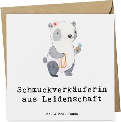 Produktbild von Mr. & Mrs. Panda Grußkarte Schmuckverkäuferin Leidenschaft - Weiß - Geschenk, Klappkarte, Lustig, doppelkarte, faltkarte, AusbildungSpruch, Juwelier, Ausbildung